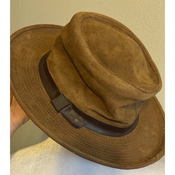 VTG Tin Cloth Packer Hat Suede Brown Amalgamated Workers Union USA S Filson ? - Picture 11 of 11